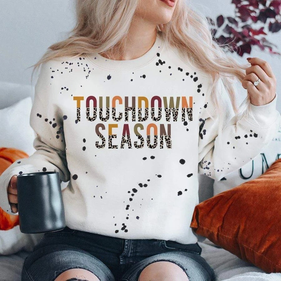 Touchdown Season Splatter Sweatshirt - White