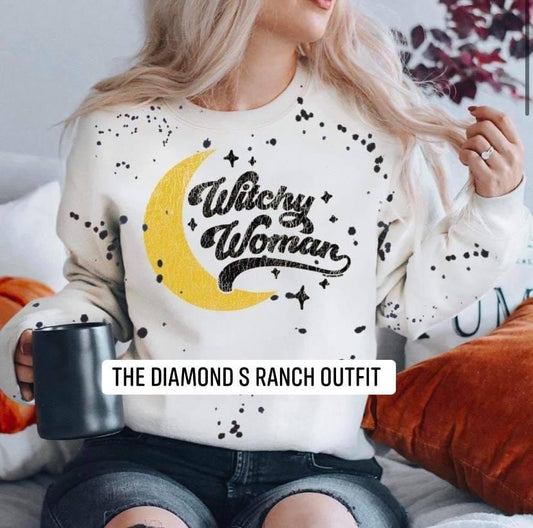 Witchy Woman Splatter Sweatshirt - White