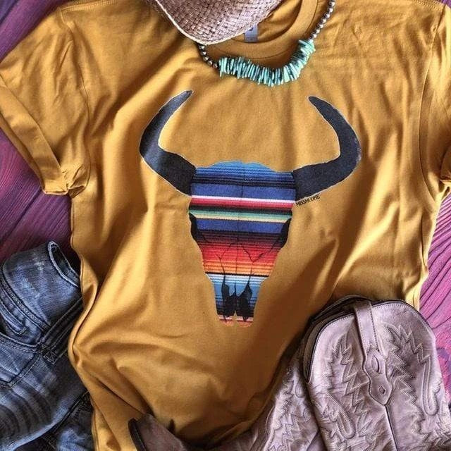 Serape Skull - Mustard