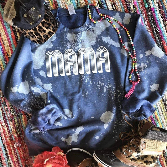 Mama Bleached Sweatshirt - Blue