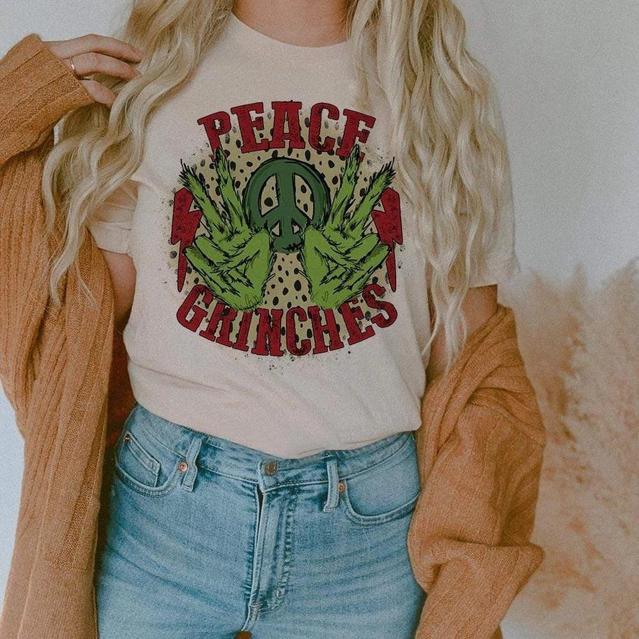 Peace Grinches Tee - Cream