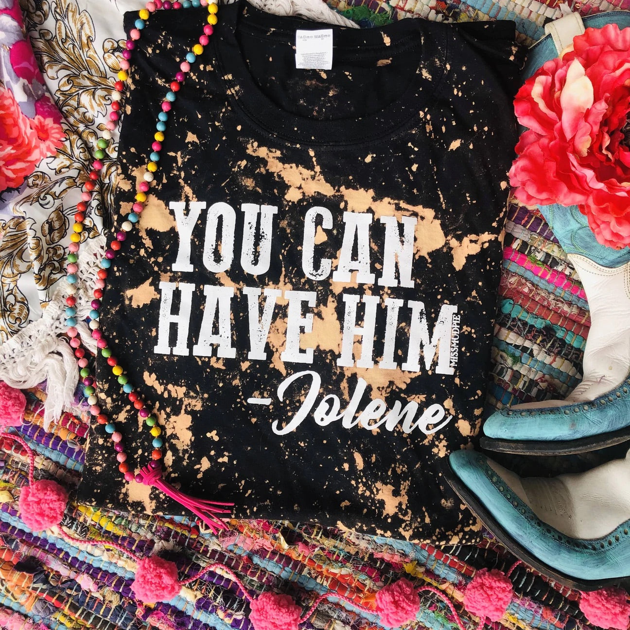 You Can Have Him -Jolene Tee - Bleached Black