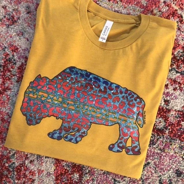 Leopard Glitter Buffalo - Mustard