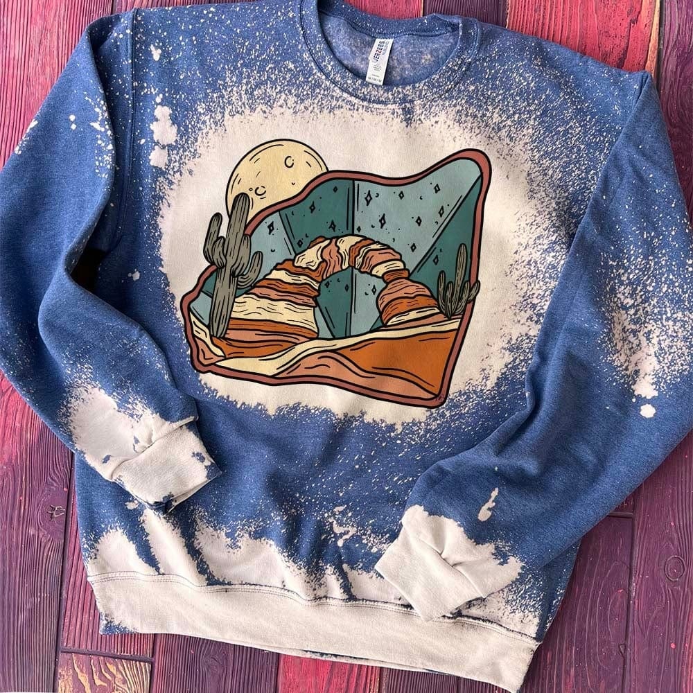 Cowboy Casa Bleached Heather Blue Cut Sweatshirt