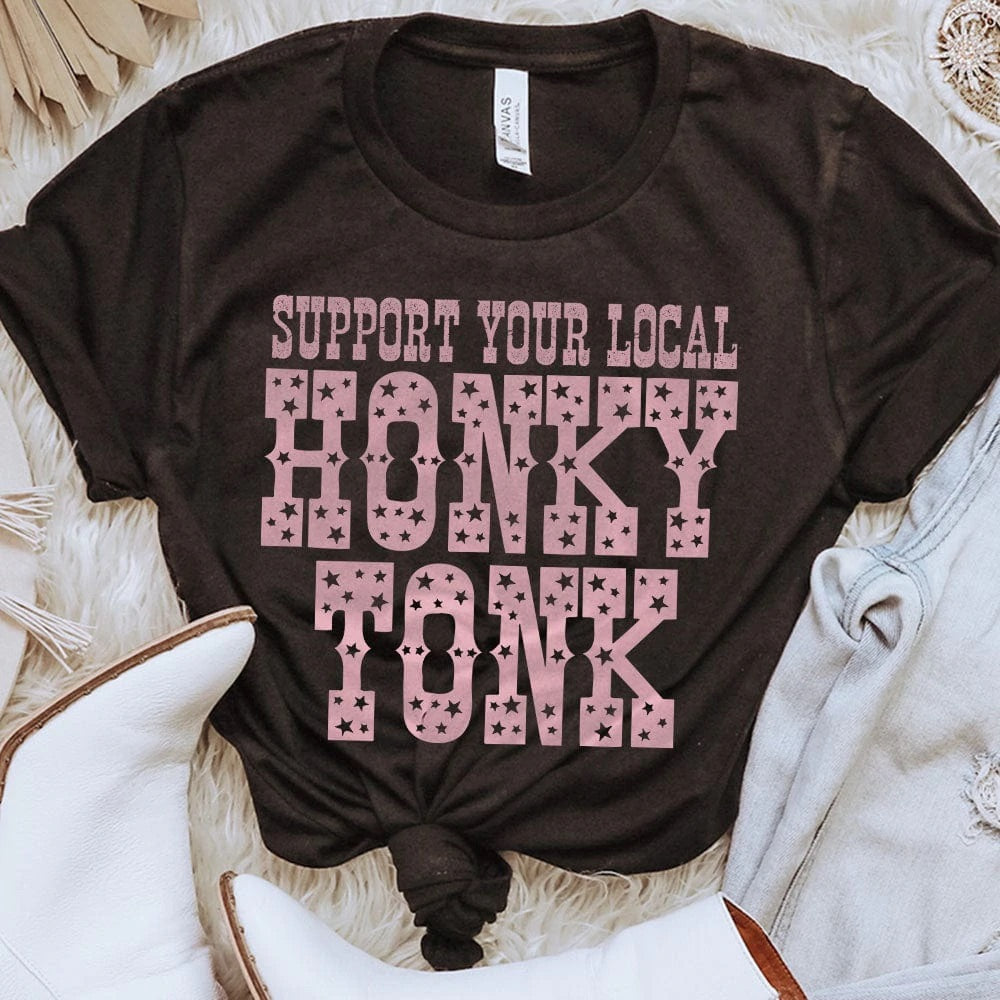 Support Your Local Honky Tonk Tee - Black