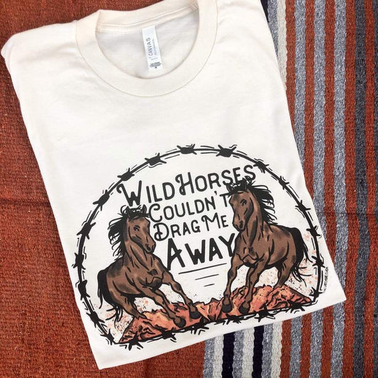 Hand Drawn Wild Horses Couldn’t Drag Me Away - Cream