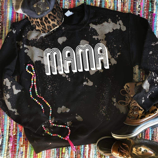 Mama Sweatshirt - Black Bleached