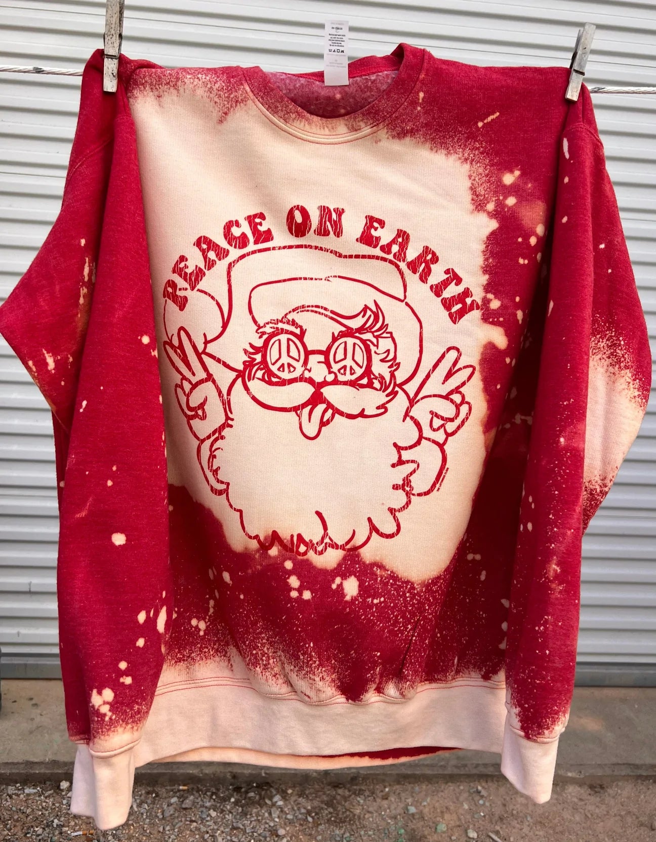 Peace on Earth Sweatshirt - Red Bleached