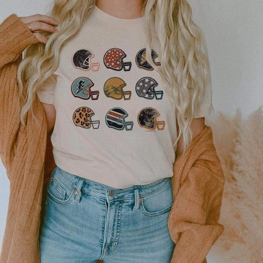 Football Helmet Collection Tee - Cream