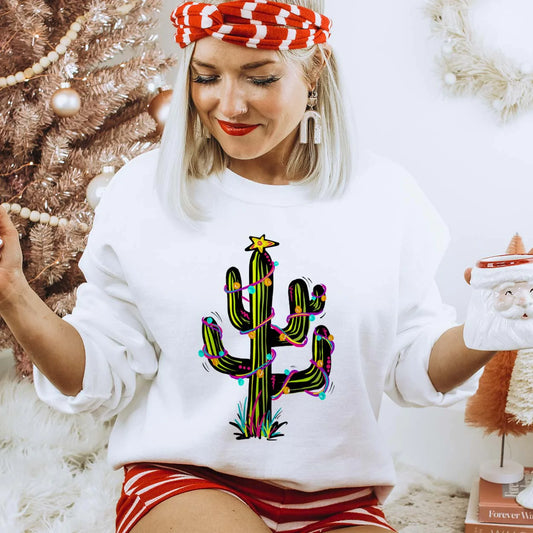 Holiday Cactus Sweatshirt - White